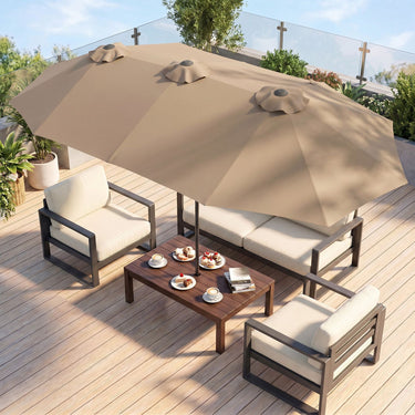 375cm Double-Sided Patio Umbrella with Crank Handle and amp for Garden Deck Poolside