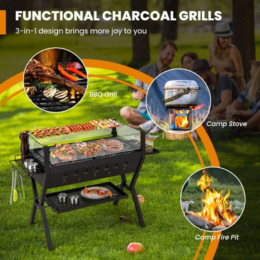 Barbecue Charcoal Grills with Wind Guard and Seasoning Racks