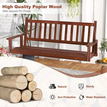 3 Person Wooden Outdoor Porch Swing for Garden