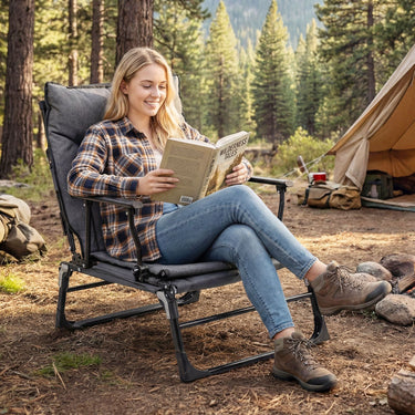 3 in 1 Folding Camping Cot Comfy Padded Convertible Single Sofa Chair