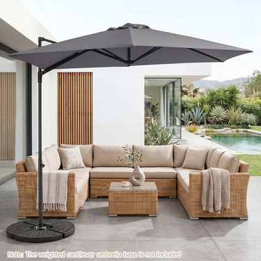 3m Cantilever Patio Umbrella Heavy-duty Offset Hanging Umbrella with 360° Rotation