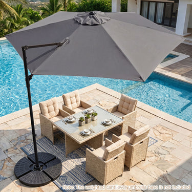 3m Cantilever Patio Umbrella Heavy-duty Offset Hanging Umbrella with 360° Rotation