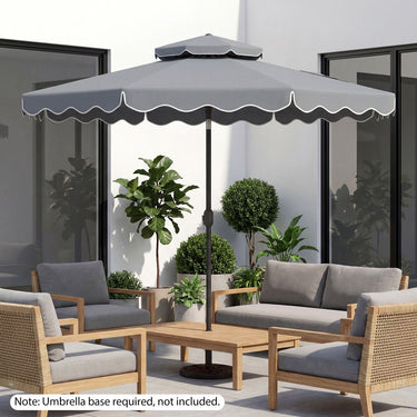 3m Patio Umbrella with Push Button Tilt and Crank with 8 Metal Ribs