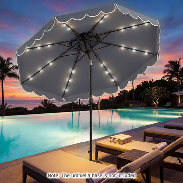 3m Solar LED Patio Umbrella with 24 Lights and 2 Tier Vented Canopy