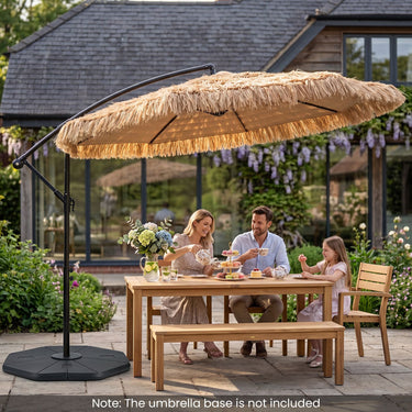 3m Thatched Cantilever Umbrella with Cross Base Crank and Tilt