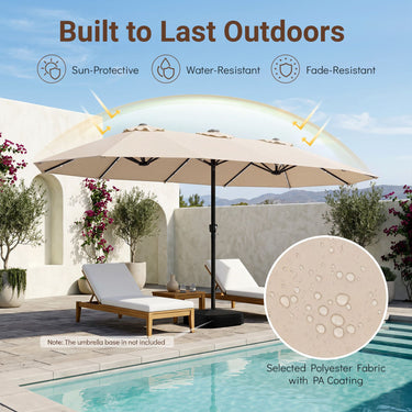 4.7m Extra-Large Patio Umbrella Outdoor Double-Sided Market Umbrella with 144 Solar LED Beads