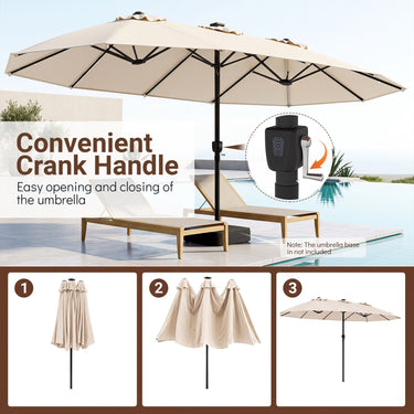 4.7m Extra-Large Patio Umbrella Outdoor Double-Sided Market Umbrella with 144 Solar LED Beads
