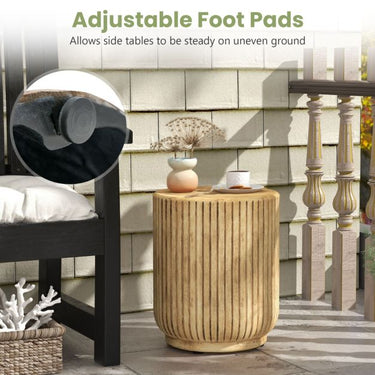 43 cm Patio Weather Resistant Round Side Table with Wood Grain