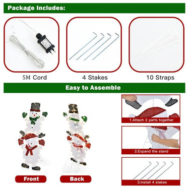 Christmas Light Sign Snowman with Stakes for Decoration