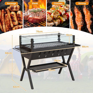 Barbecue Charcoal Grills with Wind Guard and Seasoning Racks