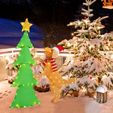 140CM Christmas Tree with Dog Decoration for Yard
