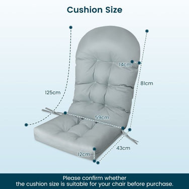 12 cm Thick Patio Chair Cushion with Fixing Straps for Adirondack