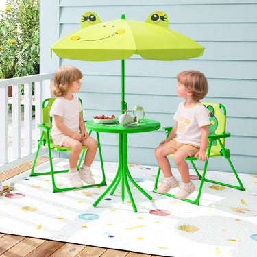 4 Pieces Kids Picnic Set Outdoor Activity Table with 2 Folding Chairs