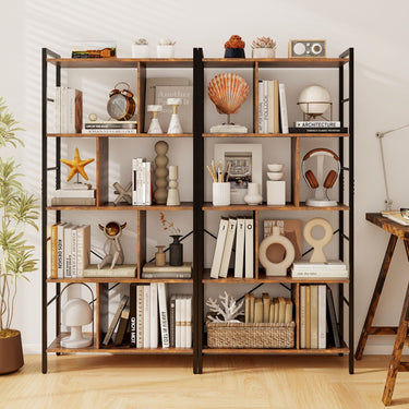 5-Tier Industrial Style Bookcase with Metal Frame