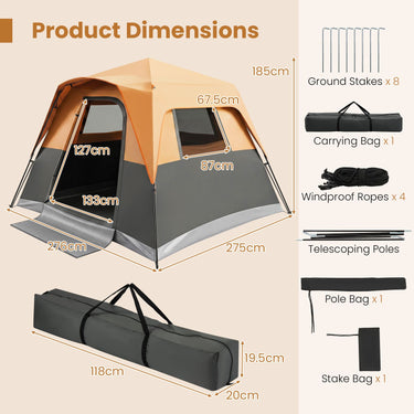 6-Person Outdoor Camping Tent Blackout Instant Cabin with Rainfly