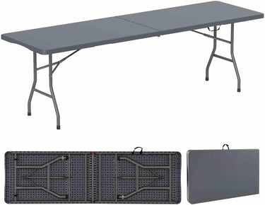 245cm Outdoor Portable Folding Table with HDPE Tabletop