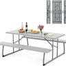Folding Picnic Table with 2 Benches, 1.8m Camping Table Set w/Metal Frame & All-Weather HDPE Tabletop - PatiojoyAU
