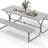1.8m Picnic Table Bench Set, Outdoor Dining Table & 2 Benches with Metal Frame & All-Weather HDPE Tabletop - PatiojoyAU