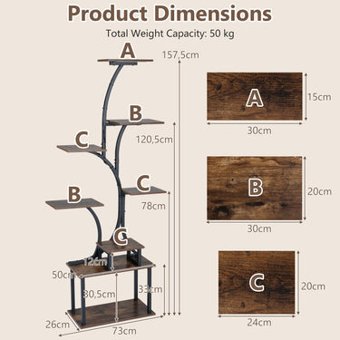 8-Tier Corner Plant Stand with Ambient LED Lights in 16 Colors