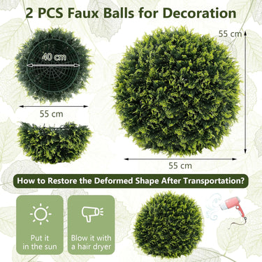2 Pieces 45cm/55cm Artificial Plant Cedar Topiary Ball