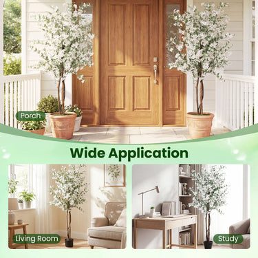 Artificial Potted Tree 163CM Tall with Solid Wood Trunk and PE Leaves