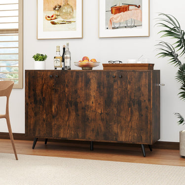 Mid Century Modern Buffet Sideboard with 4 Doors and Adjustable Shelves
