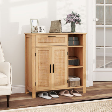 Buffet Sideboard Storage Cabinet with Rattan Woven Doors