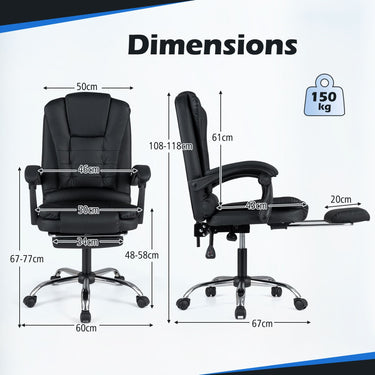 Massage Office Chair with Footrest Swivel Seat and Adjustable Reclining Backrest