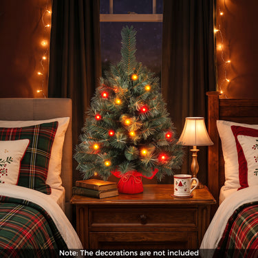 60cm Pre-Lit Artificial Mini Tabletop Christmas Tree, Battery Operated
