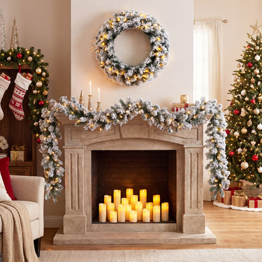 270CM Flocked Christmas Rattan & 61CM Christmas Wreath for Decoration
