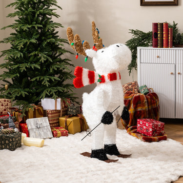 111 CM Animated Christmas Reindeer with 12 Colorful Lights and Ground Stakes