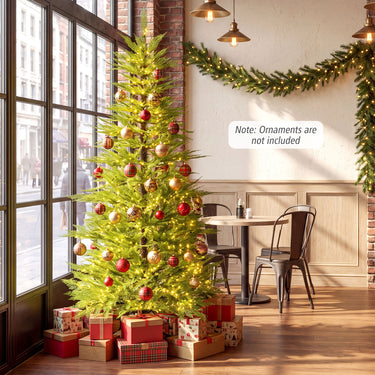 180cm Pre-Lit PE Artificial Christmas Tree w/ 890 Warm White Lights