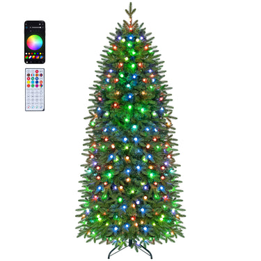 190cm Smart Pencil Christmas Tree with 220 Pre-Lit RGB LED Lights and Music Sync