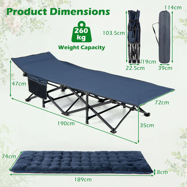 Camping Cot for Adults with Soft Padded Mat and Carrying Bag