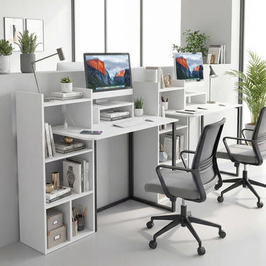 Computer Desk with Charging Station and Ergonomic Monitor Stand for Home Office