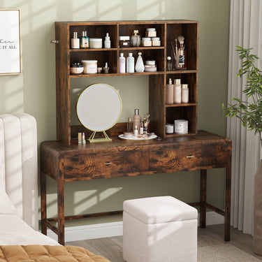 Desktop Bookshelf Desk Hutch with 3 Adjustable Shelves