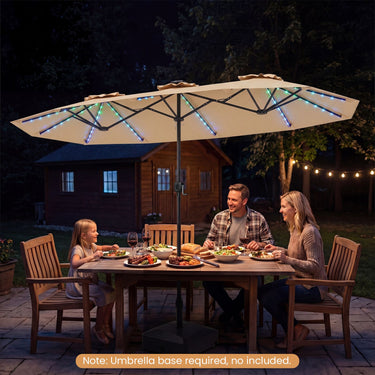 Double-Sided Patio Umbrella with Color-Changing Solar LED
