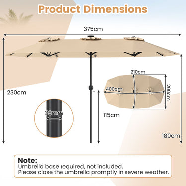 Double-Sided Patio Umbrella with Color-Changing Solar LED