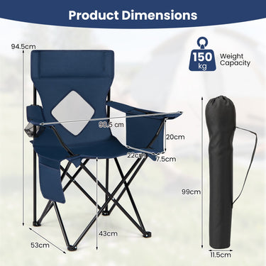 Folding Camping Chair with Mesh Backrest and Metal Frame