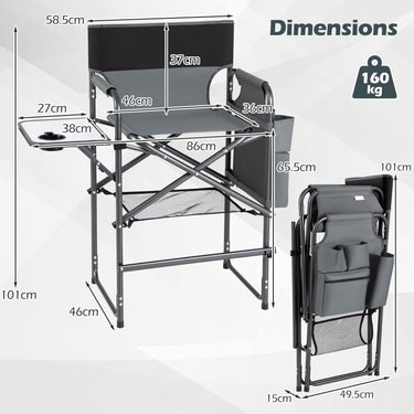 Folding Tall Camping Chair with Footrest and Cup Holders