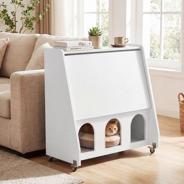 Folding Workstation on Wheels with Shelves for Small Space Home Office