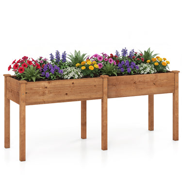 Raised Garden Bed w/Legs Elevated Planter Box w/Divider, 8 Drainage Holes