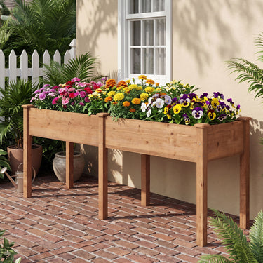 Raised Garden Bed w/Legs Elevated Planter Box w/Divider, 8 Drainage Holes