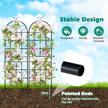 Metal Garden Trellis for Climbing Plants, 2 Pack 180 cm Tall Fence Trellis Panels