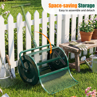 61cm Peat Moss Spreader Roller with Height-adjustable T-shape Handle for Seeding Planting