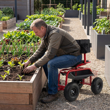 Rolling Garden Work Seat w/Wheels, Outdoor Heavy-Duty Gardening Cart