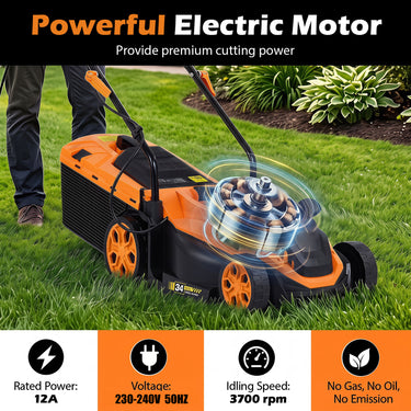 36cm 12-Amp Corded Electric Lawn Mower w/ 5-Position Height Adjustment