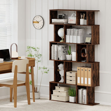 5-Tier Geometric Display Rack with Open Shelves and Closed Cubes for home