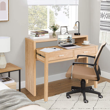 Extending Writing Desk Console Table with 2 Drawers