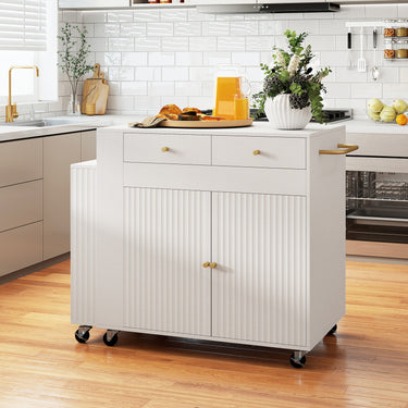 180 CM Kitchen Island with Extendable Table and Drawers